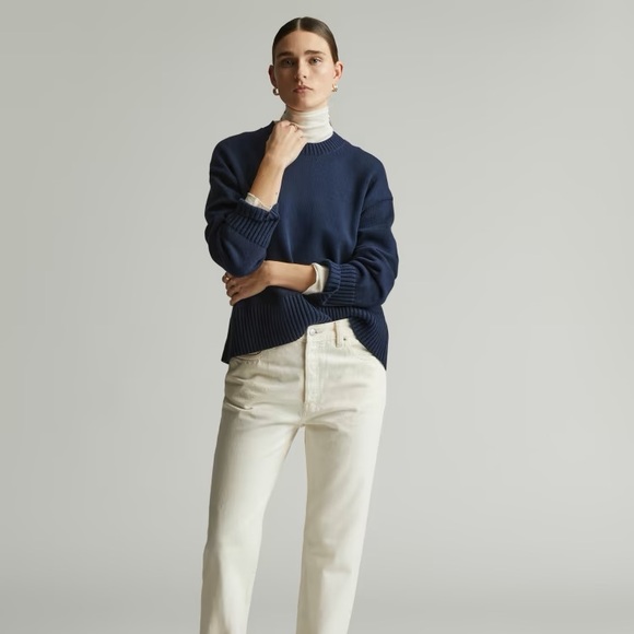 Everlane The Organic Cotton Crew Sweater In Navy - Picture 3 of 6